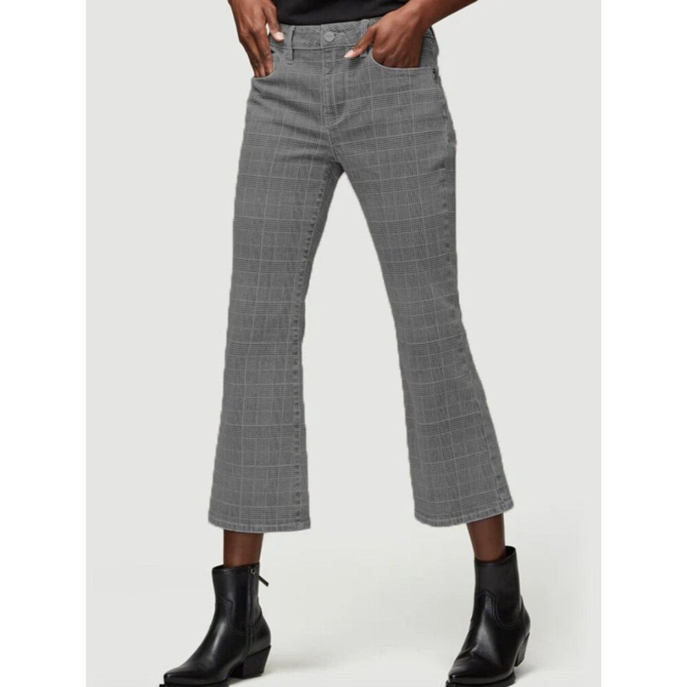 Frame Le Cropped Plaid Mini Bootcut Jeans